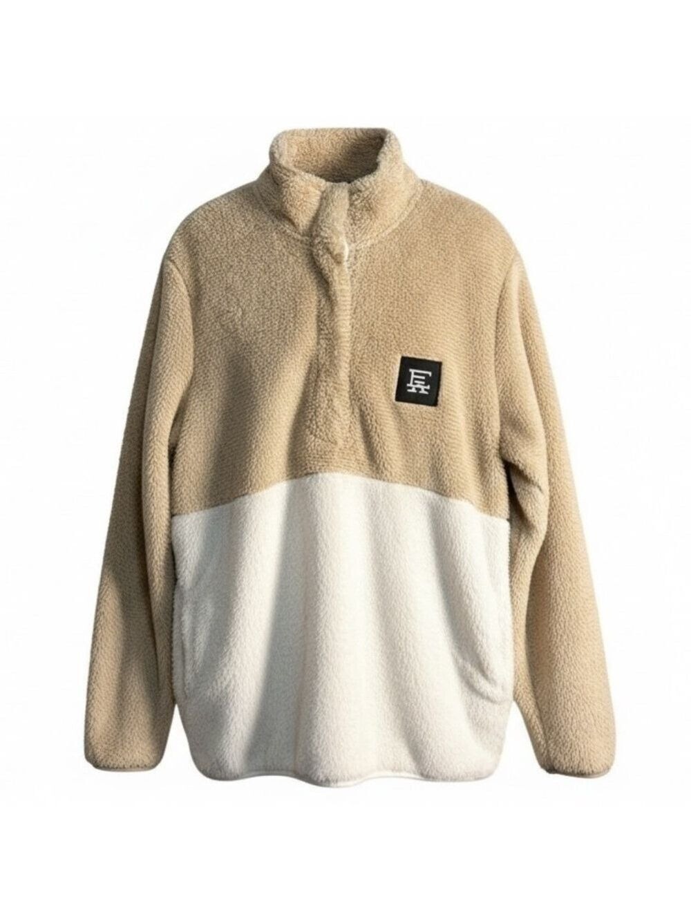 Fleece Pullover Camel and Cream Women's Size Large
